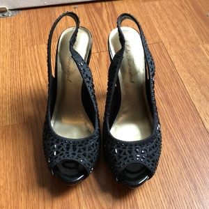 Black Rhinestone Heels